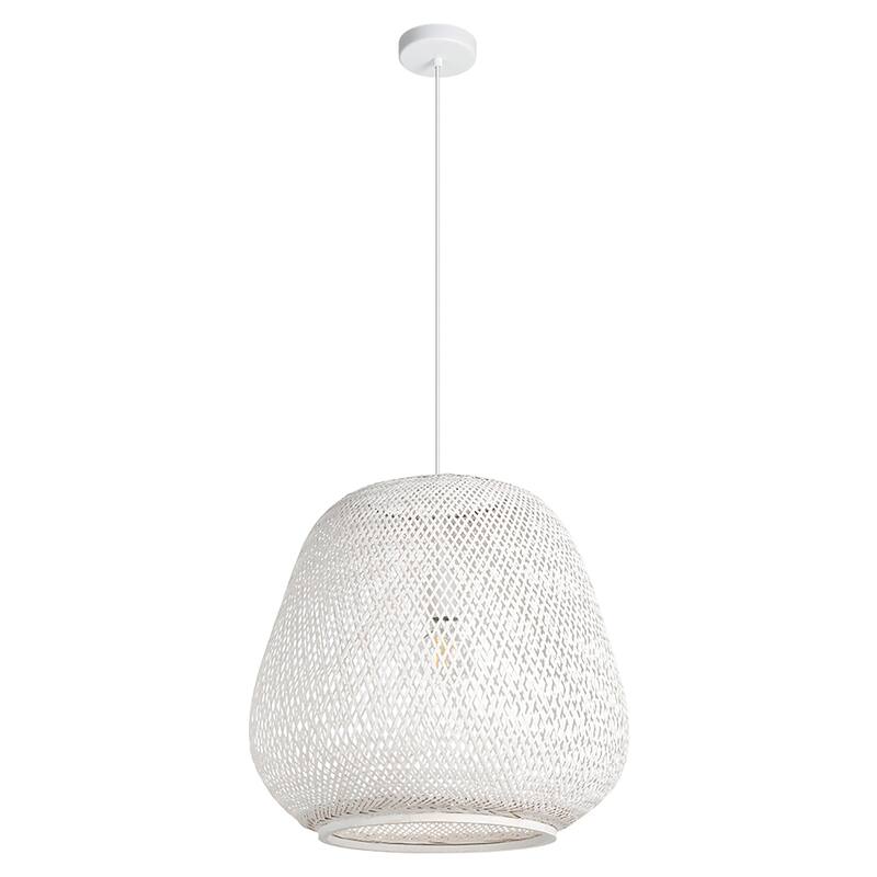 EGLO Dembleby 1-Light Pendant - Bamboo Shade - 1-Light - White Bamboo