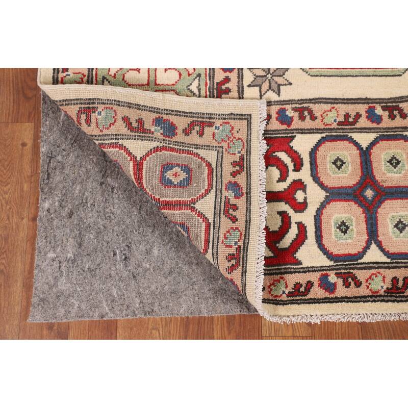 Traditional Beige Kazak Oriental Area Rug Hand-Knotted Wool Carpet - 6'6" x 9'6"