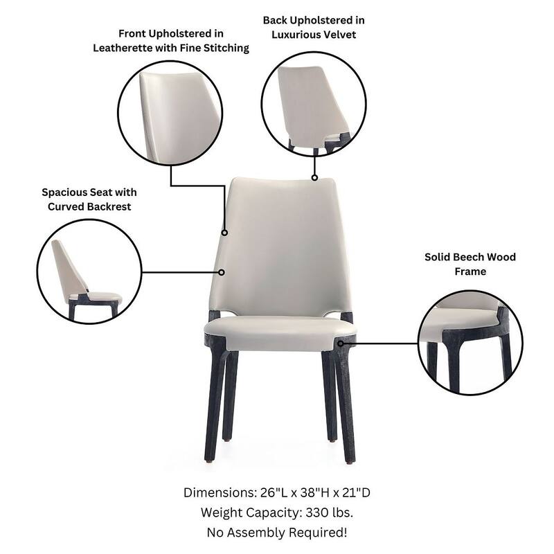 Manhattan Comfort Kara Modern Velvet Upholstered Dining Chair Set