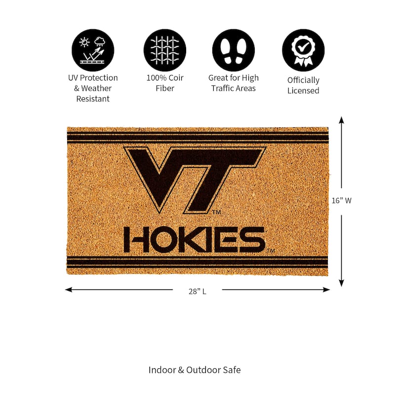 Virginia Tech Monochrome Indoor/Outdoor Coir Door Mat
