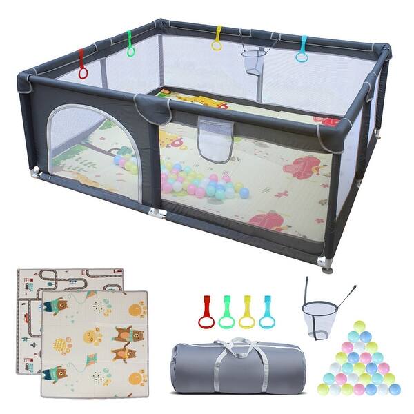 slide 2 of 14, Baby Playard Cloth Playpen Removable Enclosures for Children and Pets 71x59"