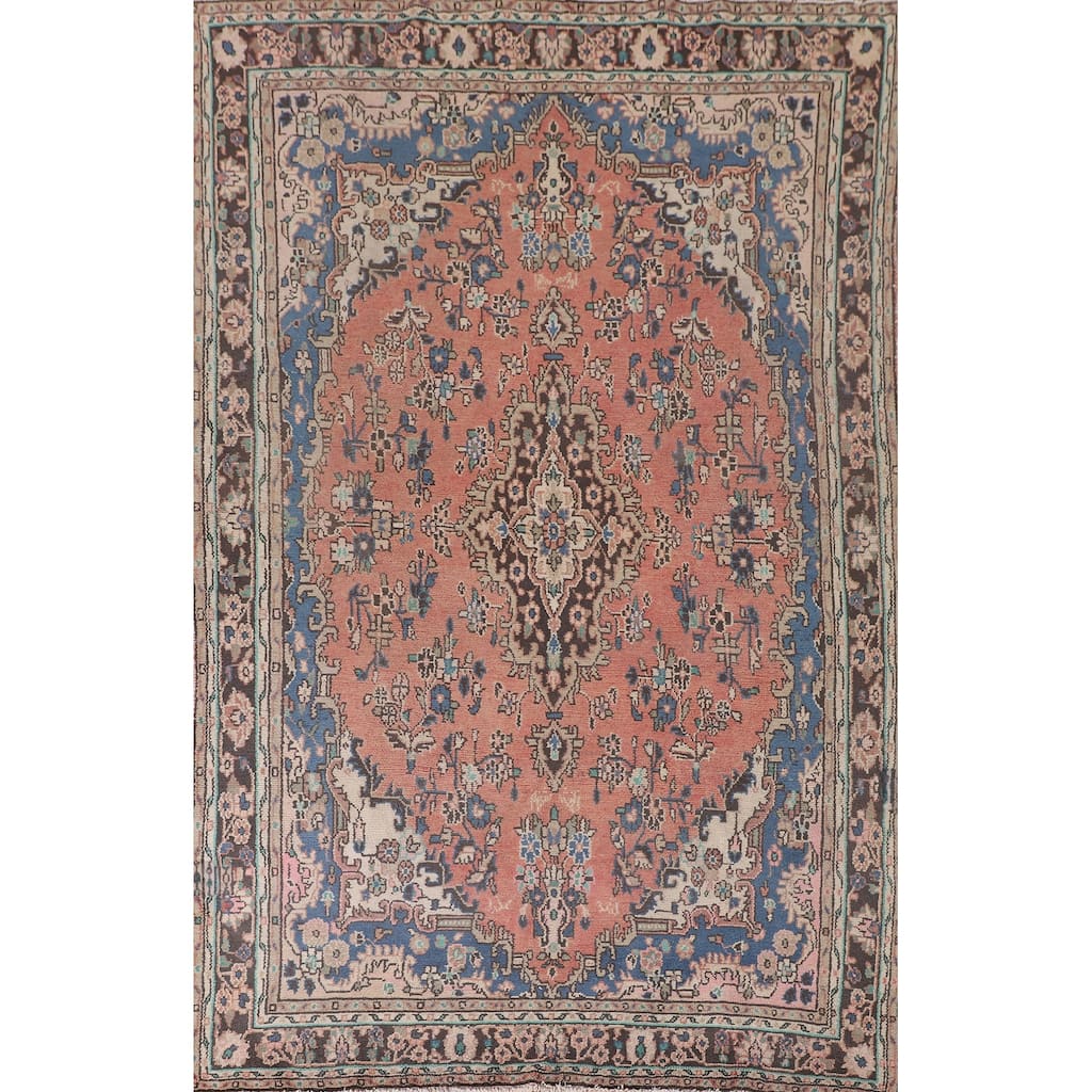 Hamedan Persian Vintage Area Rug Handmade Wool Carpet - 6'6"x 10'0"