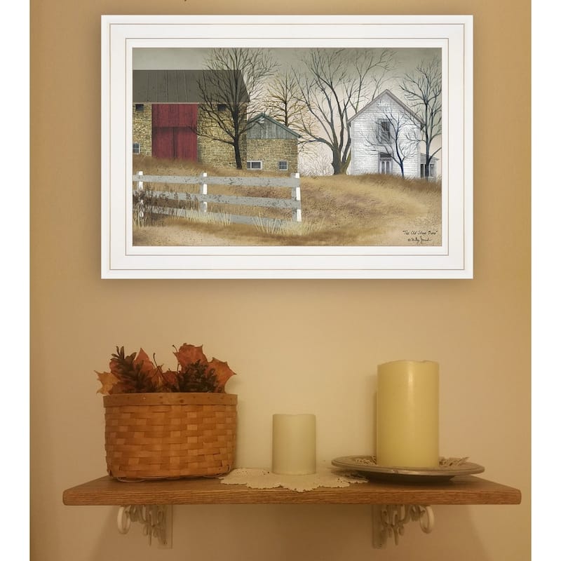 TrendyDecor4U Traditional "The Old Stone Barn" Framed Print Wall Art by Billy Jacobs