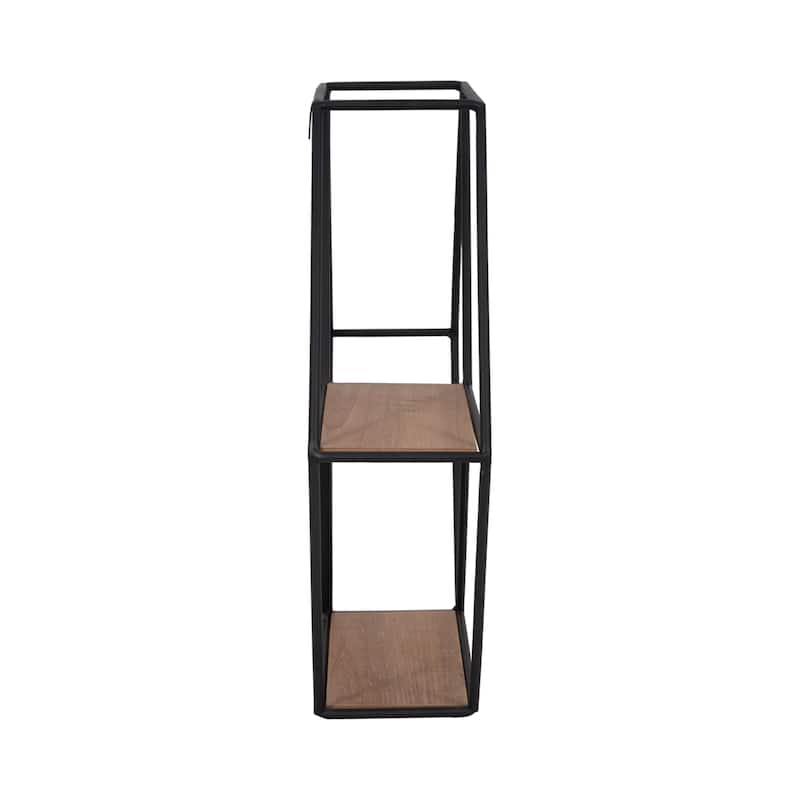 20" Hexagon Mirror Wall Shelf Contemporary Metal and Wood Rustic Mounted Wall Shelf for Home or Office - 22" x 6" x 20"