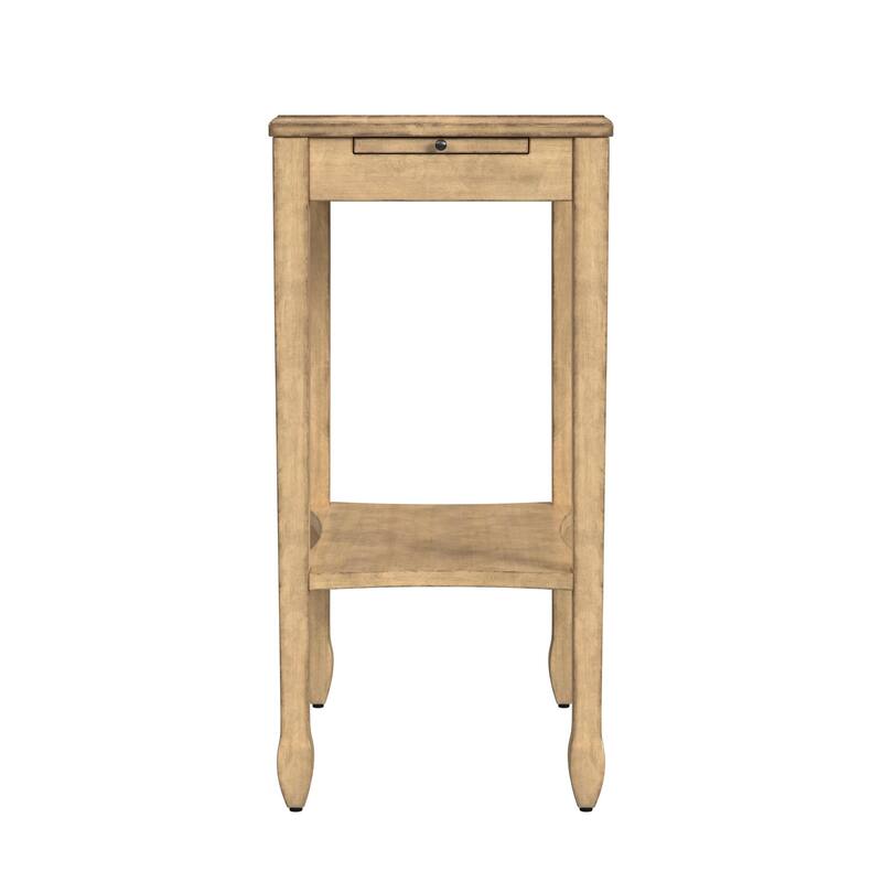 HomeRoots 25" Beige Manufactured Wood Rectangular End Table With Shelf - 12.00 in. x 25.00 in. x 18.00 in.