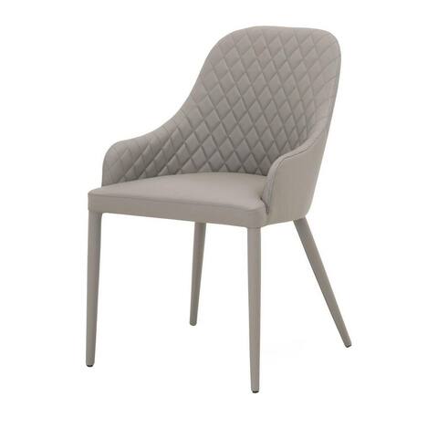 Leatherette Dining Chair with Diamond Stitched Back, Gray