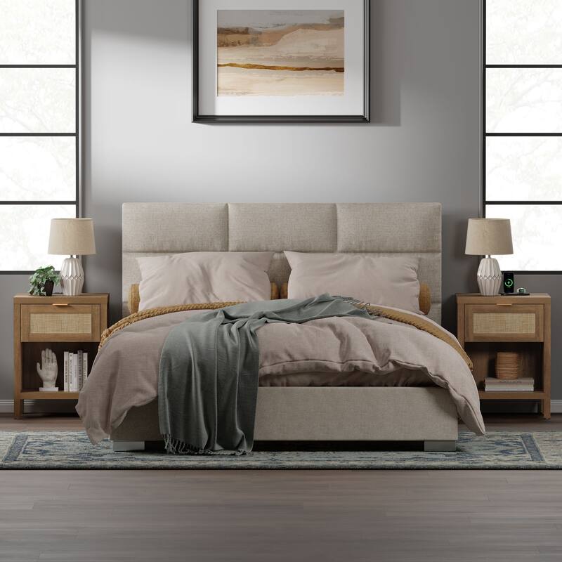 SICOTAS Farmhouse Set of 2 Nightstand with Charging Station and Drawers