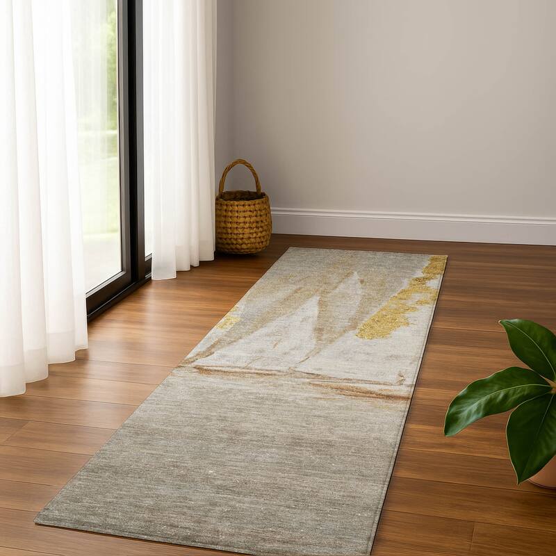 Premium Washable Super Soft Modern Sailboat Mayfield Rug - Taupe - 2'3" x 7'6"