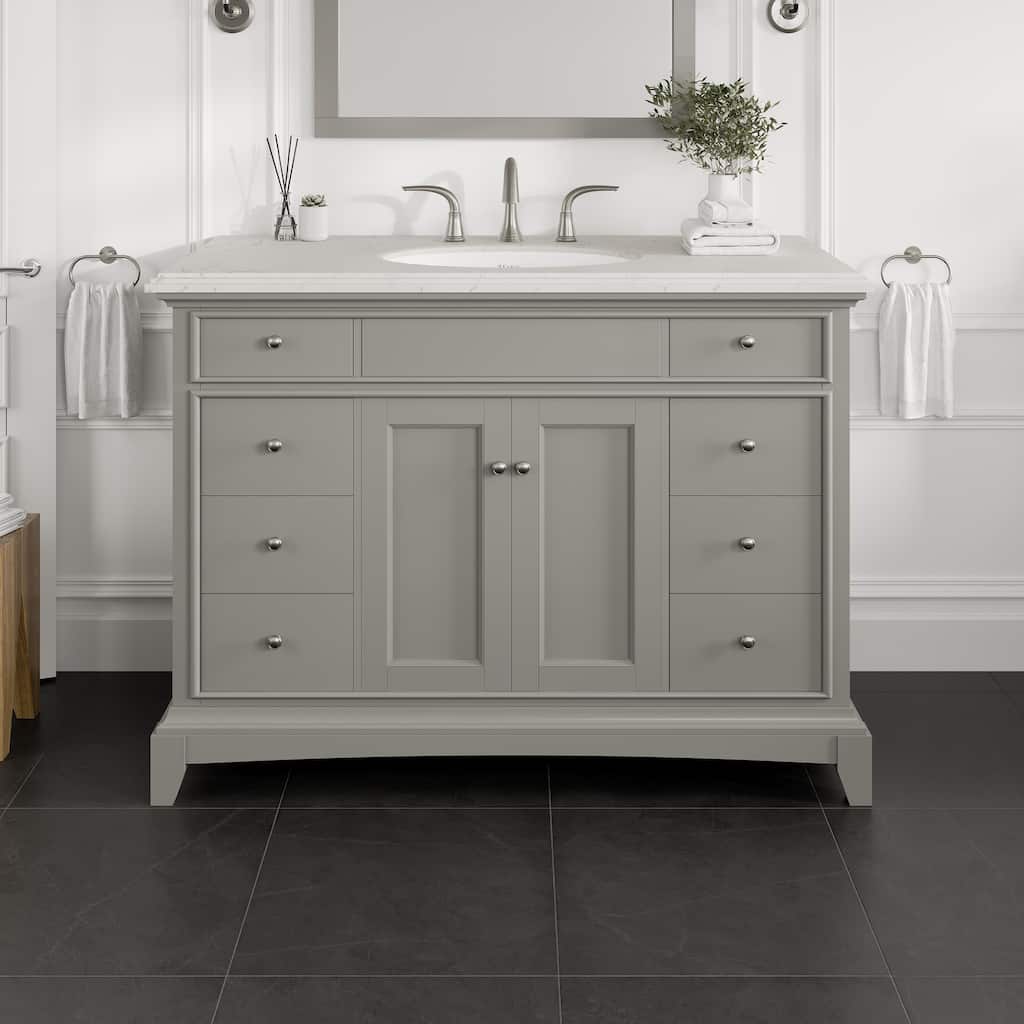 Eviva Elite Stamford 42" Gray Bath Vanity with Carrara Quartz Top