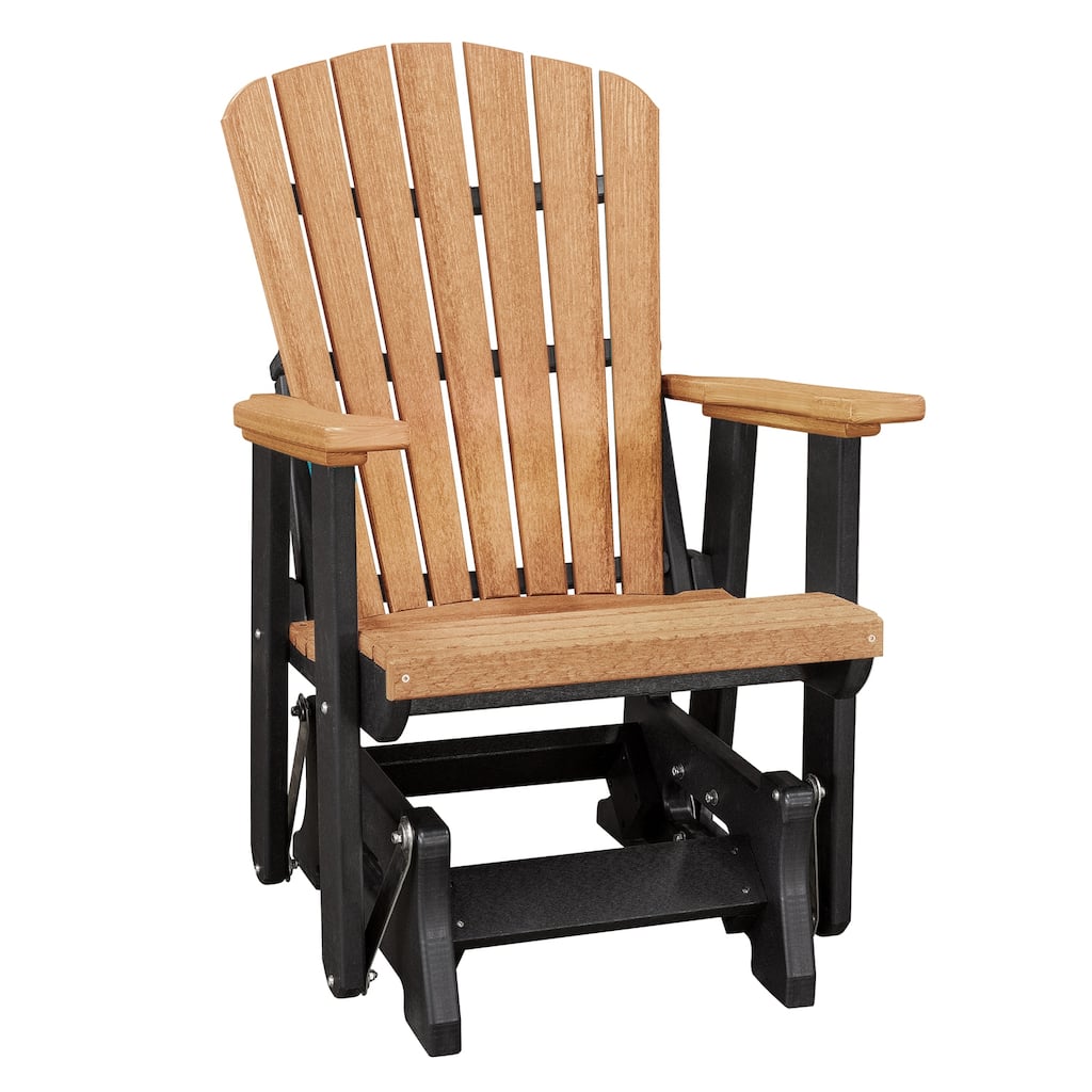 33 in. W and 300 lb Seating Capacity Wood Outdoor Glider in Black HDPE Frame Material