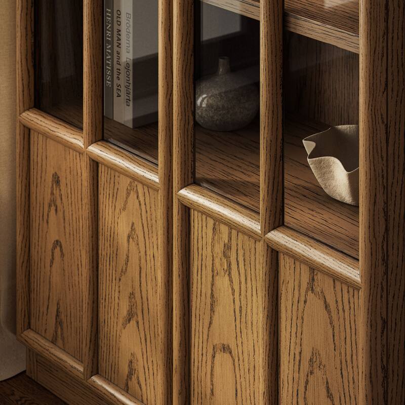 Anwen Solid Wood and Glass Display Cabinet