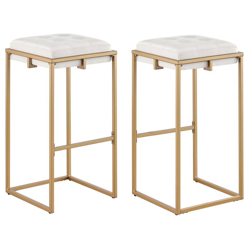 Nadia Upholstered Backless Stool (Set of 2) - Beige - Bar Height