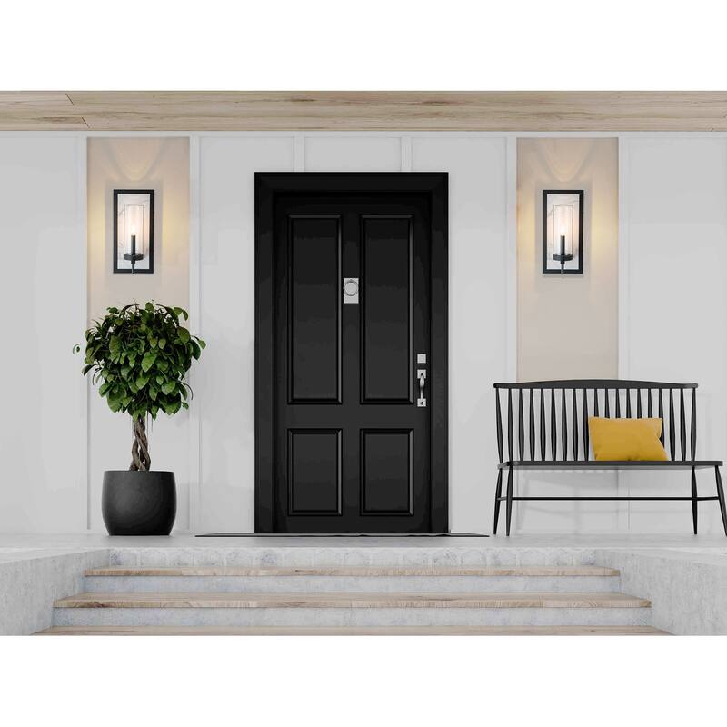 15.5" Modern Outdoor Wall Sconce with White Rock Plate