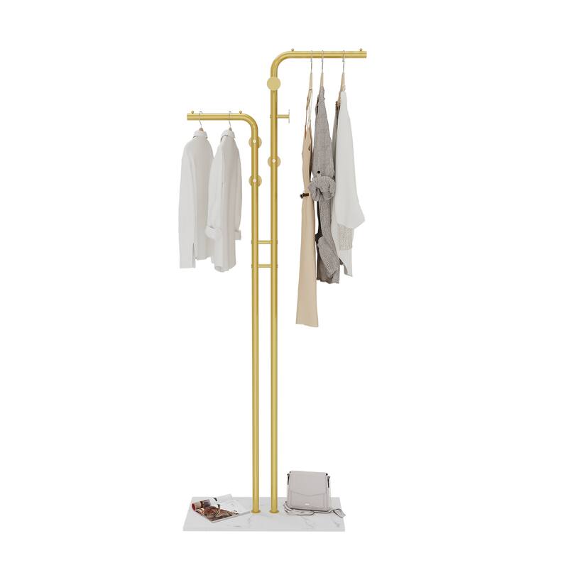 Coat Rack with Marble Base Entryway Coats Hanger Stand with 5 Hooks - 24"x12"x70"