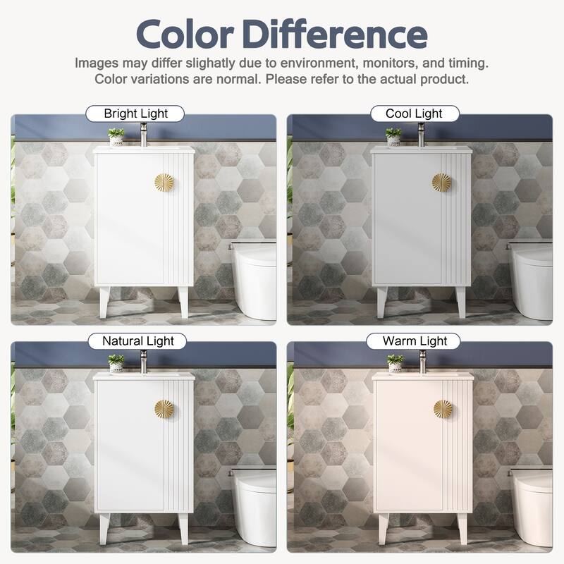 GDFStudio - Montclair French-Style Freestanding Bathroom Vanity with Ceramic Sink and Soft-Close Door & Chic Half-Moon Pulls