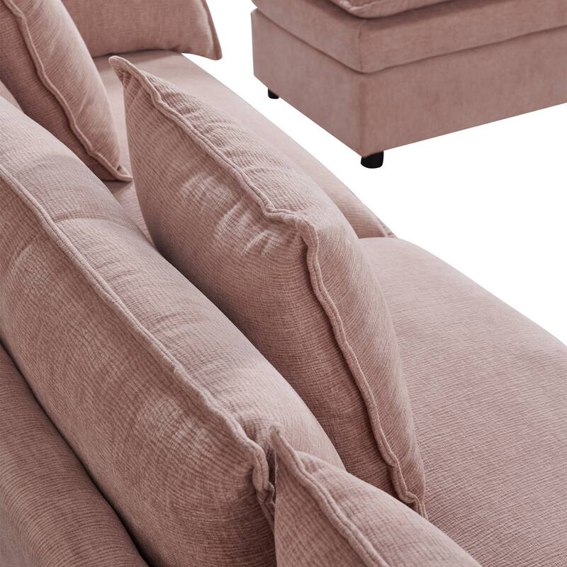 108.66" L-Shaped 4-Seater Sectional Sofa with Convertible Chaise and Ottoman, Spacious Cloud Couch Design