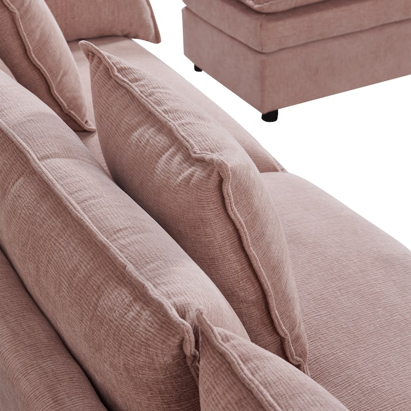 108.66" L-Shaped 4-Seater Sectional Sofa with Convertible Chaise and Ottoman, Spacious Cloud Design