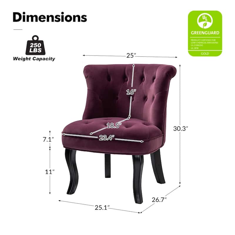 Paolino 25.1" Wide Traditional Velvet Button-tufted Back Stools with Wood Legs by HULALA HOME