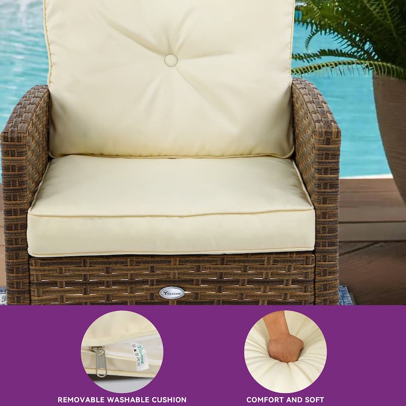 Moasis 3-Piece Patio Outdoor Wicker Bistro Rocking Furniture Conversation Chairs - 3 Pcs
