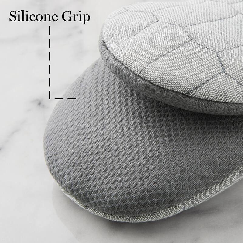 MARTHA STEWART Honeycomb Quilted Chambray Mini Oven Mitt 2-Pack Set