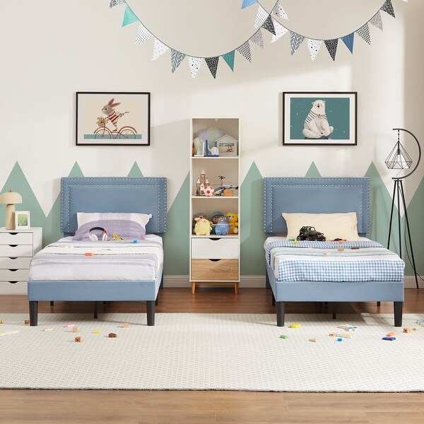 VECELO Upholstered Bed Frames with Height Adjustable VECELO Upholstered Bed Frames with Height Adjustable