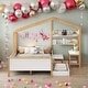preview thumbnail 1 of 9, Full Size Loft Bed And Original Wood Colored Frame With Drawer,Desk And Bookshelf White
