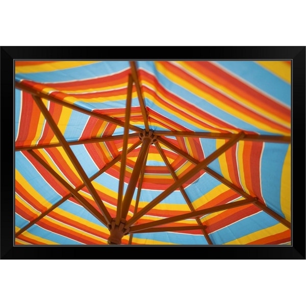 "Beach umbrella" Black Framed Print