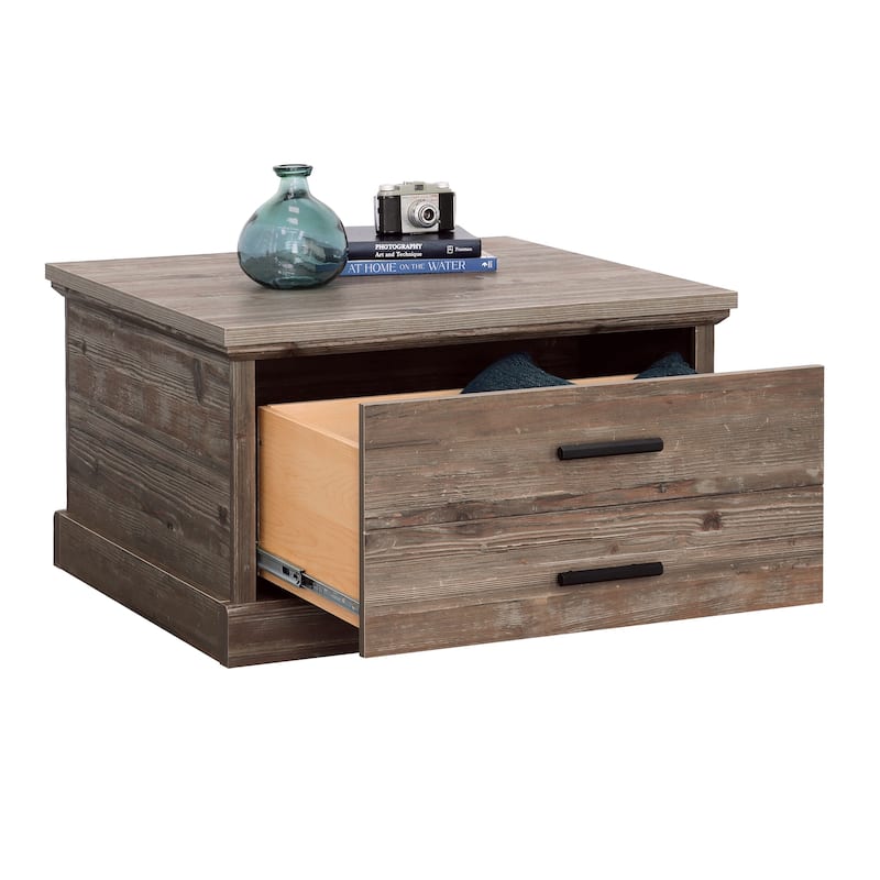 Wood Coffee Table with Spacious Drawer - 32.21" L x 29.53" W x 19.02" H