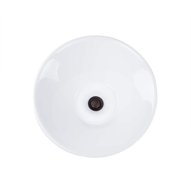 Highpoint Collection 17-inch Round Tapered Ceramic White Bathroom Vessel Sink