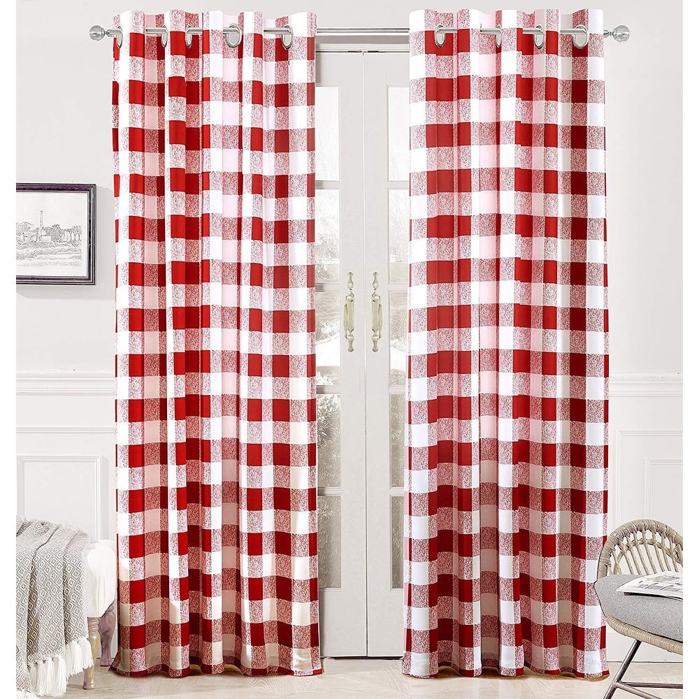 Porch & Den Alfalfa Plaid Pattern Room-darkening Window Curtains