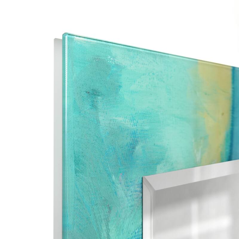 Empire Art "sky"Rectangular Reverse Printed Tempered Art Glass with Rectangular Beveled Mirror