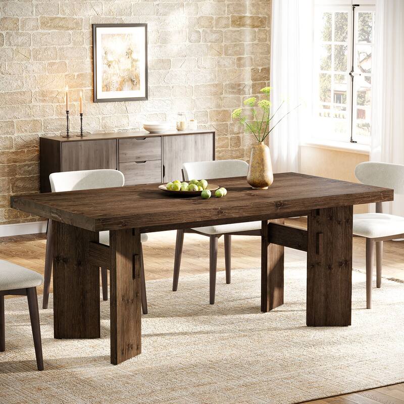 63" Solid Wood Rectangular Dining Table, Kitchen Dinner Table for Dining/Living Room Kitchen