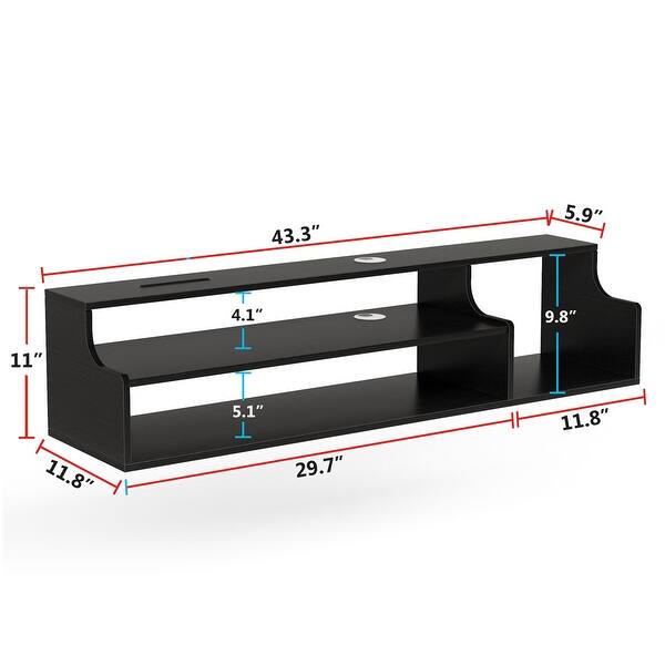 3 Tier Modern Floating TV Shelf TV Stand Wall Mounted Media Shelf - Bed ...