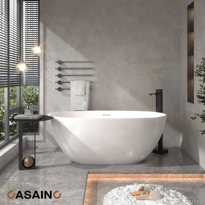 CASAINC Single-Handle Freestanding Floor-Mount Roman Tub Faucet Bathtub Filler with Hand Shower