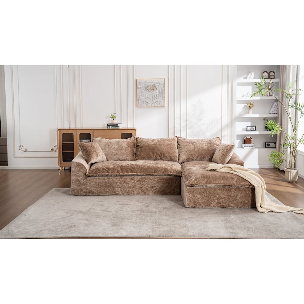 103" L-Shaped Cloud Sectional Sofa with Chaise, Upholstered Boneless Couches for Living Room, Modern Modular Chenille Sofa