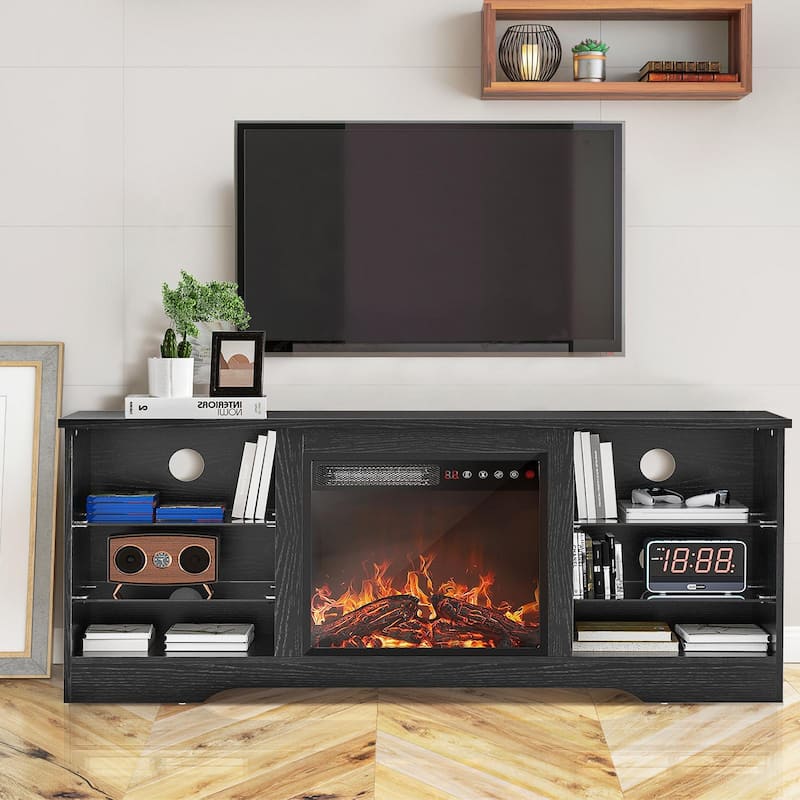 Bossin 58" Fireplace TV Stand with 18'' Electric Fireplace,Modern Entertainment Center for 65'' TVs,TV Cabinet