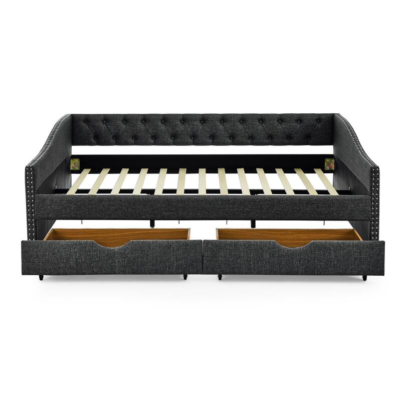Daybed with Drawers Upholstered Tufted Sofa Bed