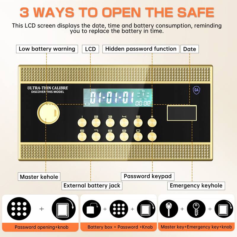 Large Double-door Coin-operated Safe,Digital Security Safe with Fireproof and Waterproof Bag,6.0 Cubic Feet Safe Box