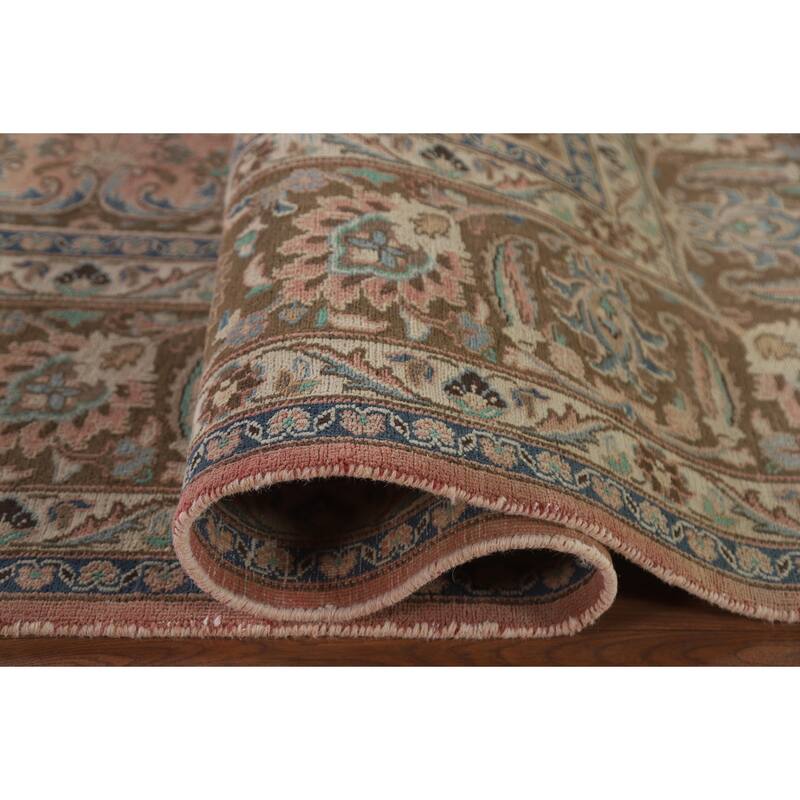 Hand Knotted Oriental 100% Wool Carpet Traditional Floral Pink Kashan Area Rug - 12' 5'' X 9' 5''