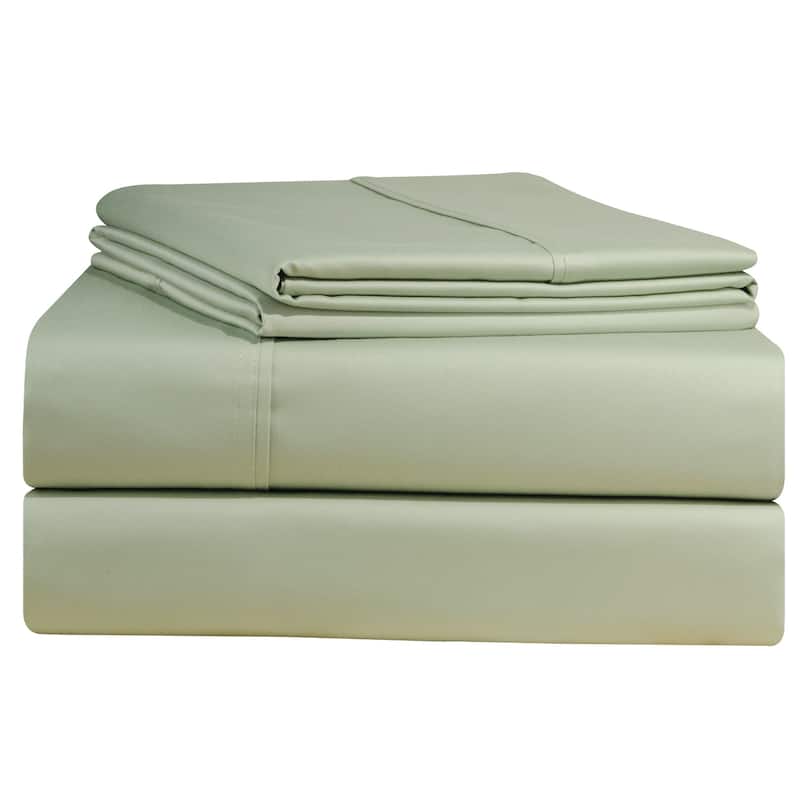 Pointehaven 500 Thread Count Long Staple Cotton Extra Deep Pocket Bed Sheet Set - Queen - Sage