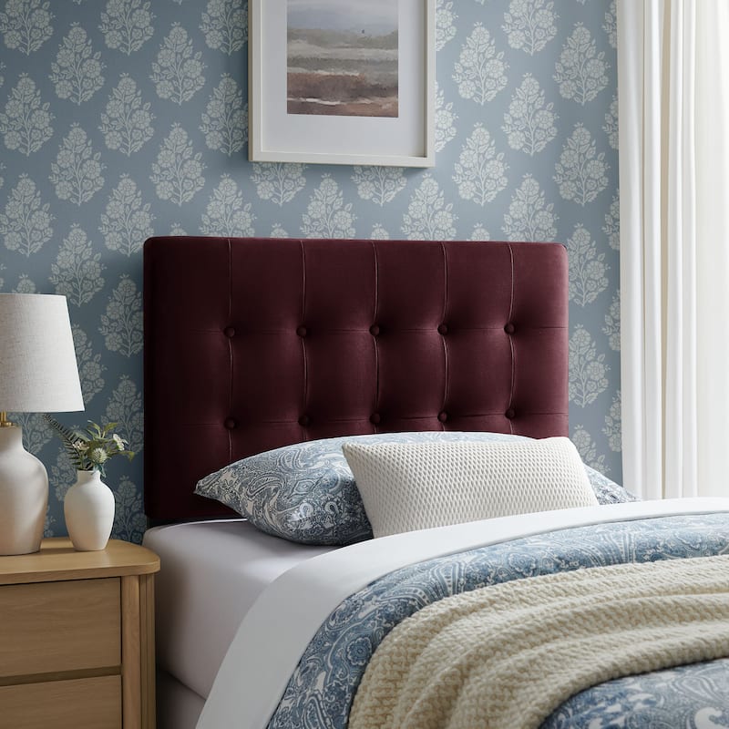 Emily Biscuit Tufted Performance Velvet Headboard - Mulberry - Twin