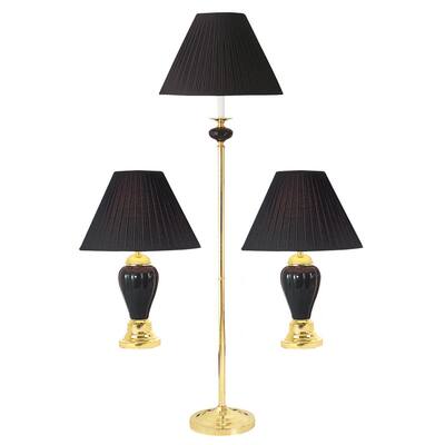 Newark Black Table and Floor Lamp Set of 3