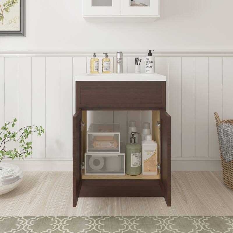 Vanity Art 24" Freestanding Single Base Storage Cabinet with Soft Close Doors