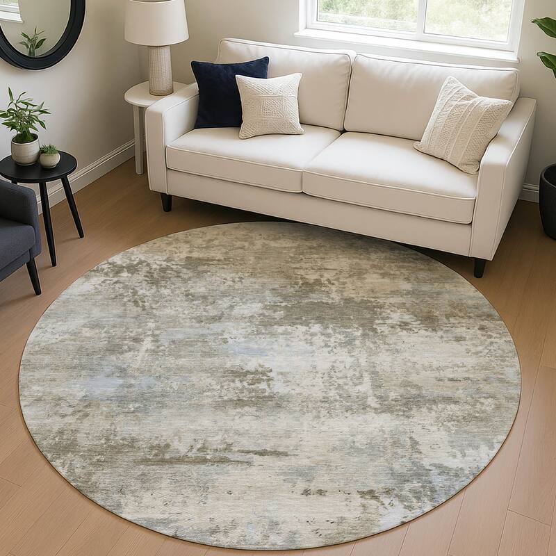 Machine Washable Indoor/ Outdoor Modern Solid Chantille Rug