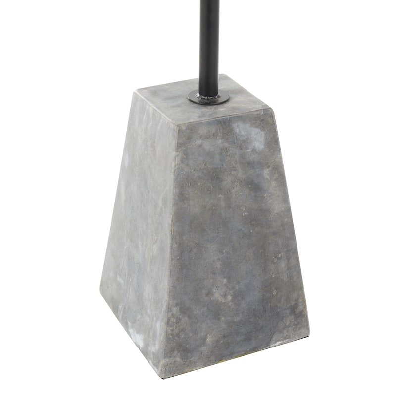 Wood Geometric Side End Accent Table with Gray Marble Pyramid Base - Black - Roche River Decor