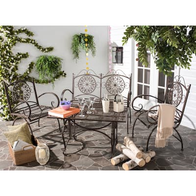 SAFAVIEH Outdoor Living Rustic Sophie Rustic Brown Iron Patio Set (4-piece)