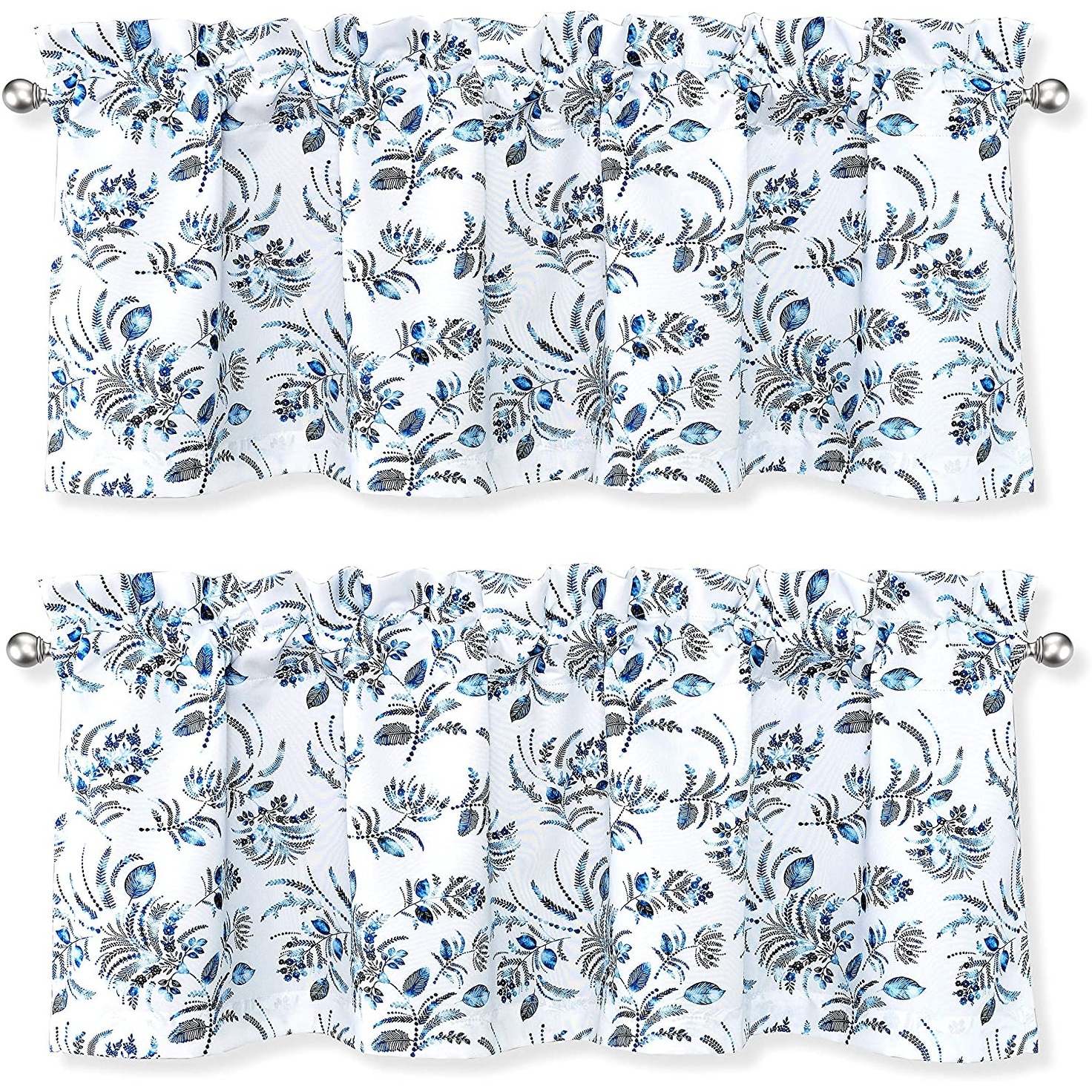 DriftAway Claire Watercolor Floral Leaves Room Darkening Window Curtain Valance Rod Pocket