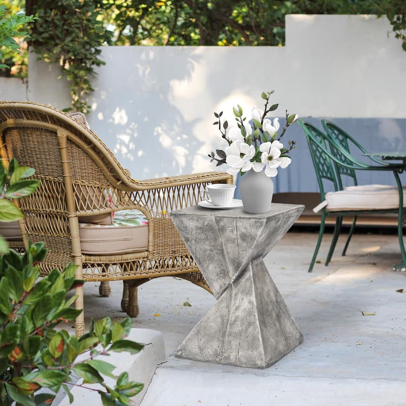 Adeco Outdoor Indoor Concrete Side Table Modern Accent End Table