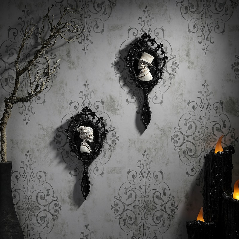 14" Skull hand Mirror Set of 2