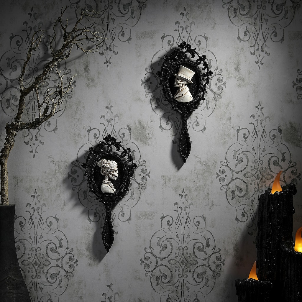 14" Skull hand Mirror Set of 2